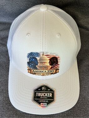 America 250 Trucker Hat – From George to Donald -Outdoor Cap Patriotic 1776‑2026